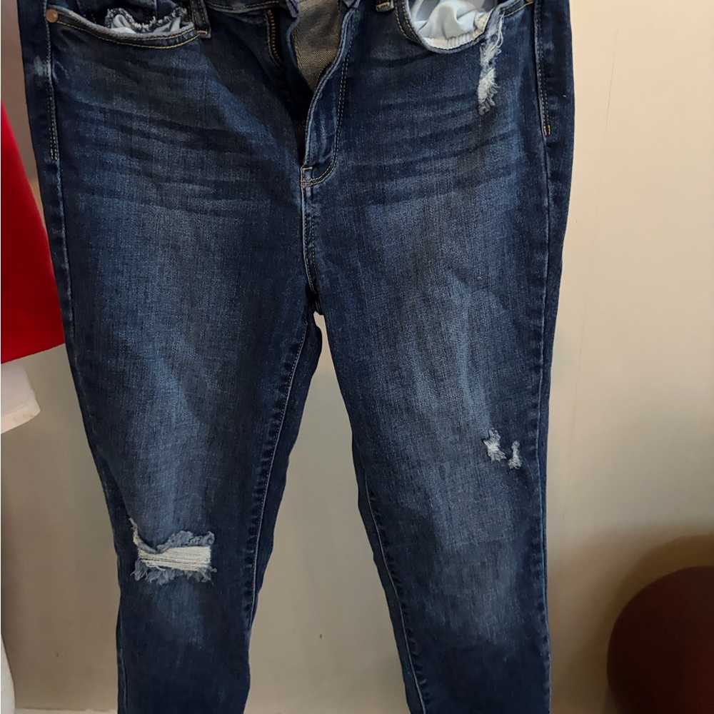 Judy Blue Dark Blue Distressed Skinny Jeans